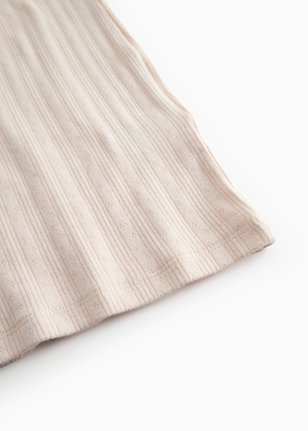 Red short-sleeved pointelle t-shirt for women