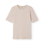 Red short-sleeved pointelle t-shirt for women