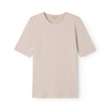 Red short-sleeved pointelle t-shirt for women