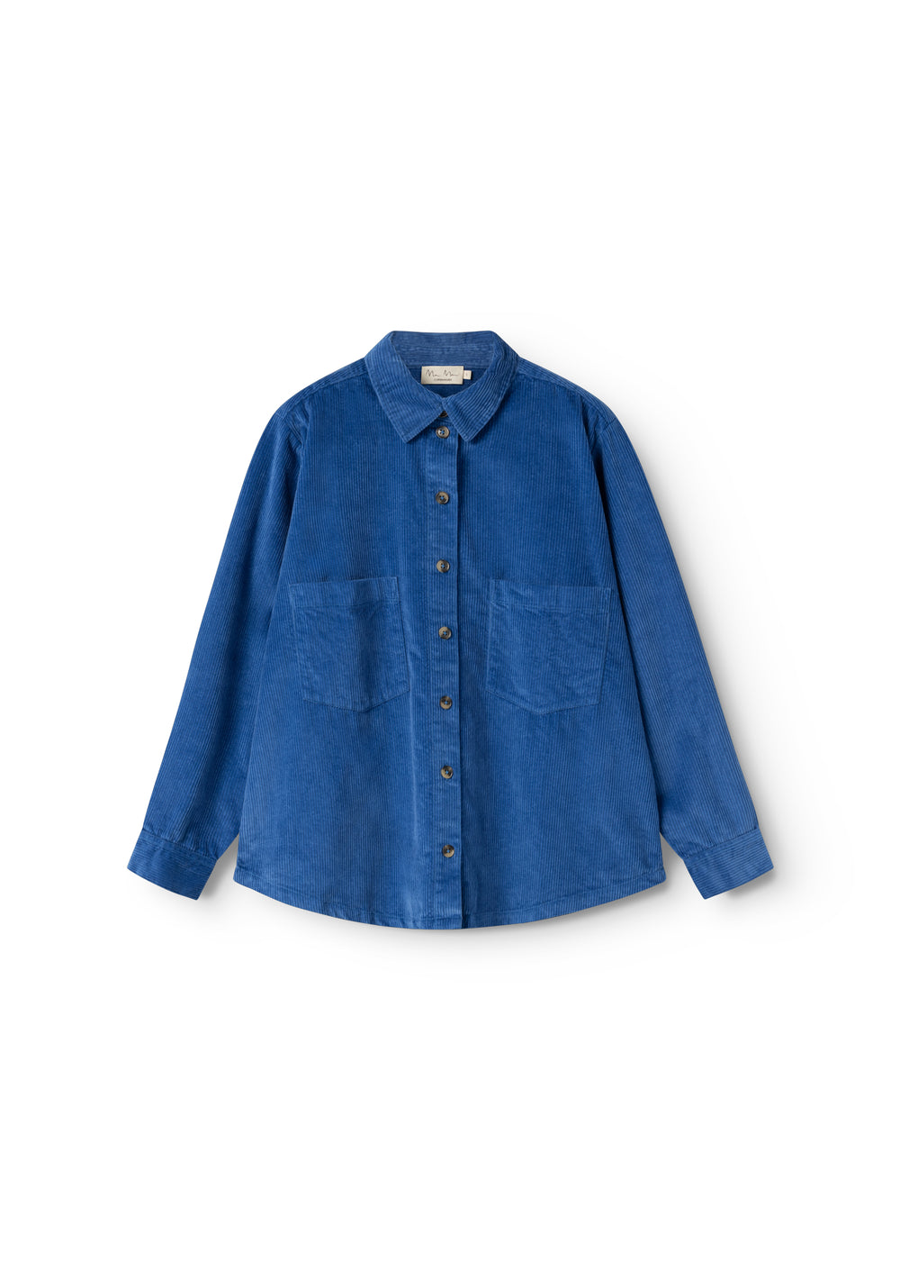Blue shirt with collar, button closure and chest pocket, long sleeves