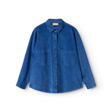 Blue shirt with collar, button closure and chest pocket, long sleeves