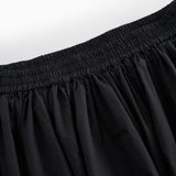 Sort nederdel til kvinder med elastik i talje og let rynket skørt
