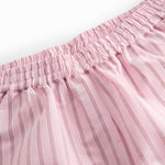 Lyserøde shorts til kvinder med fine striber, sidelommer og elastik i livet