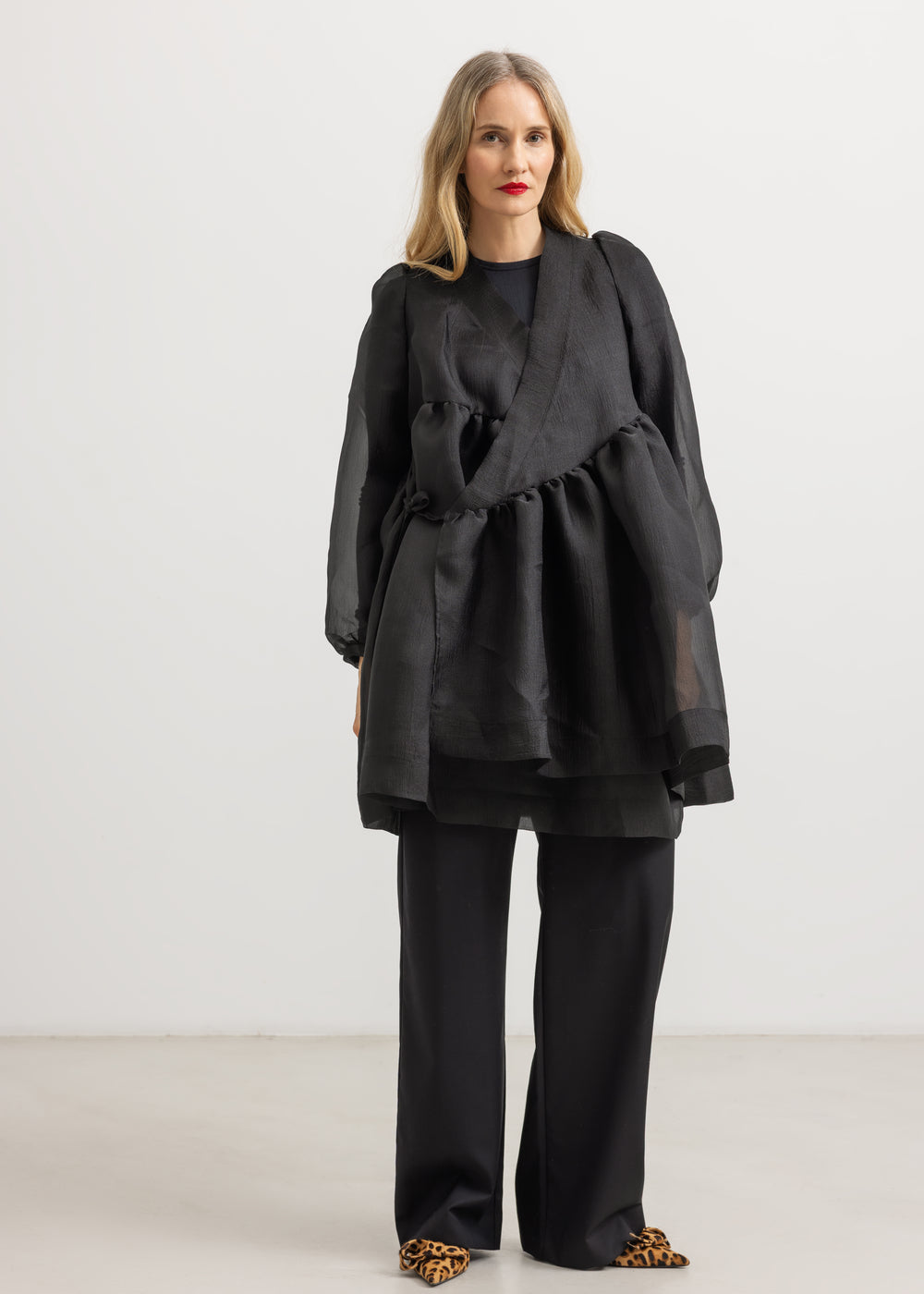 Black wide-leg pants with loose fit