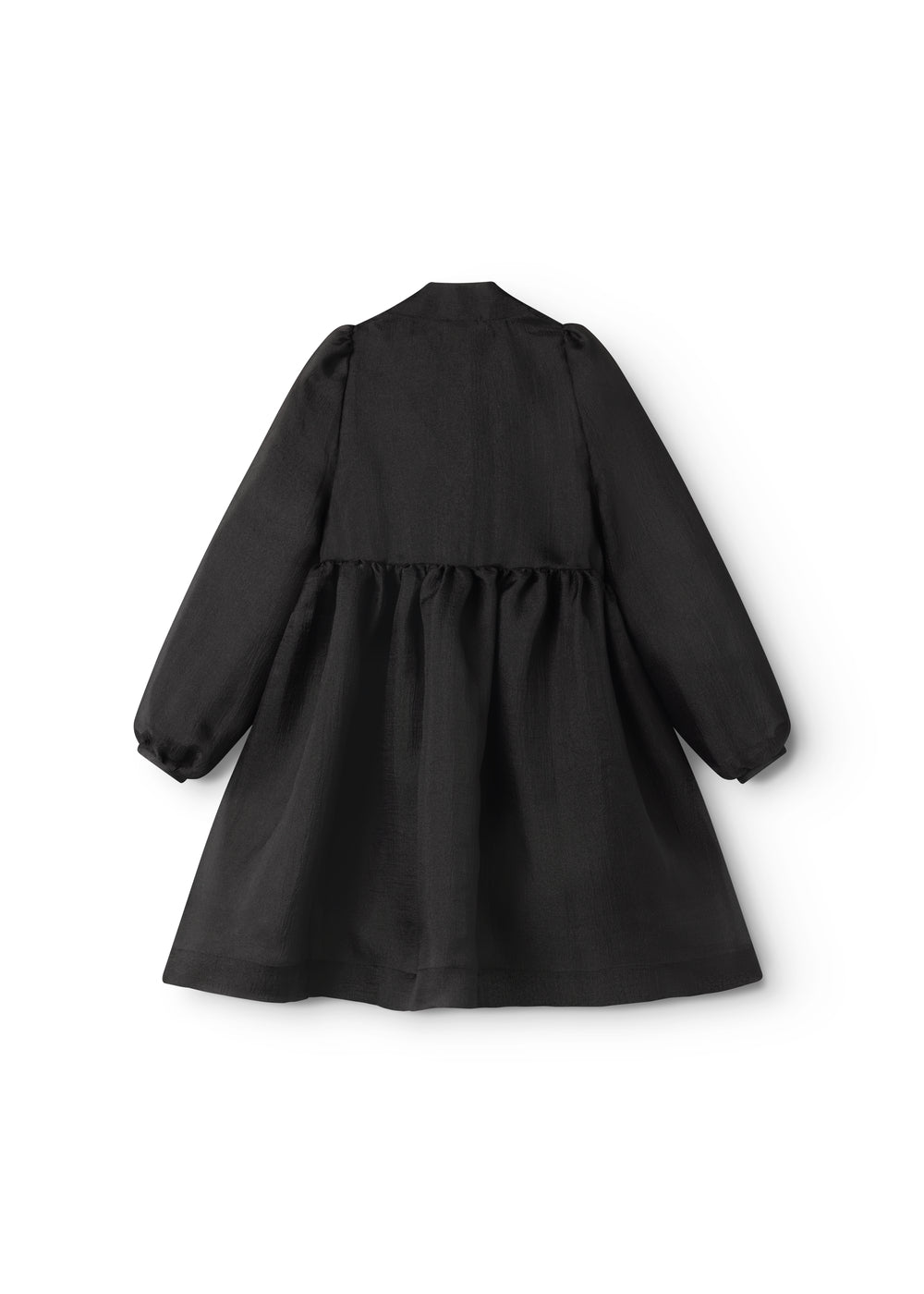 Short dress with long sleeves and elastic waist, light A-line skirt