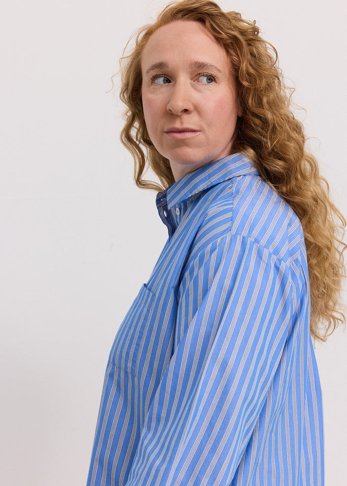 Tatum W, Shirt - Cornflower Stripe