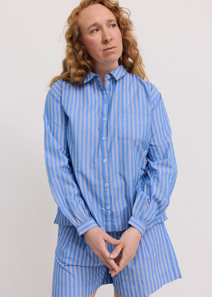 Tatum W, Shirt - Cornflower Stripe