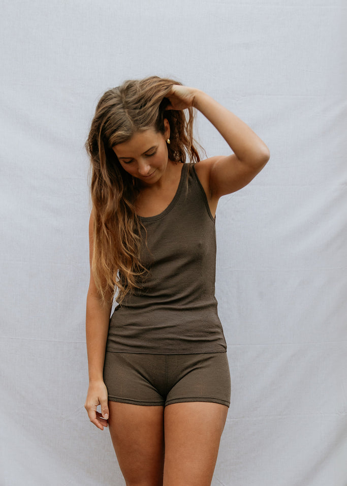 Tevo W, Wool Pointelle Undershirt - Soft Dove