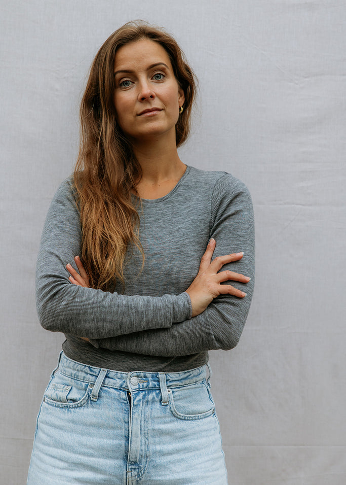 Tamra W, Wool Rib Blouse - Gray Melange