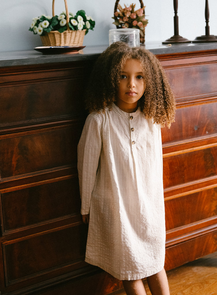 Pajama Dress, Nightgown - Deep Lake Check