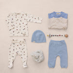 Baby sets with clothing and accessories in bright colors