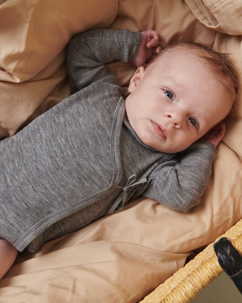 Belita, Wool Rib Bodystocking - Grey Melange