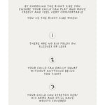 Size guide for children's jacket with text about leg and sleeve length