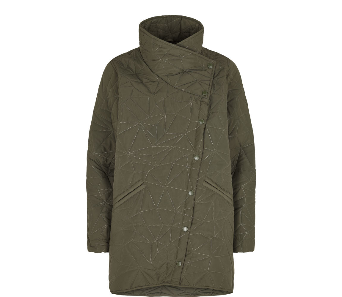 Grøn lang termo jakke til kvinde